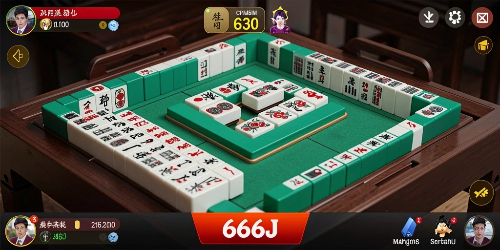 Tampilan screenshot 666J menampilkan gameplay Mahjong yang menarik.