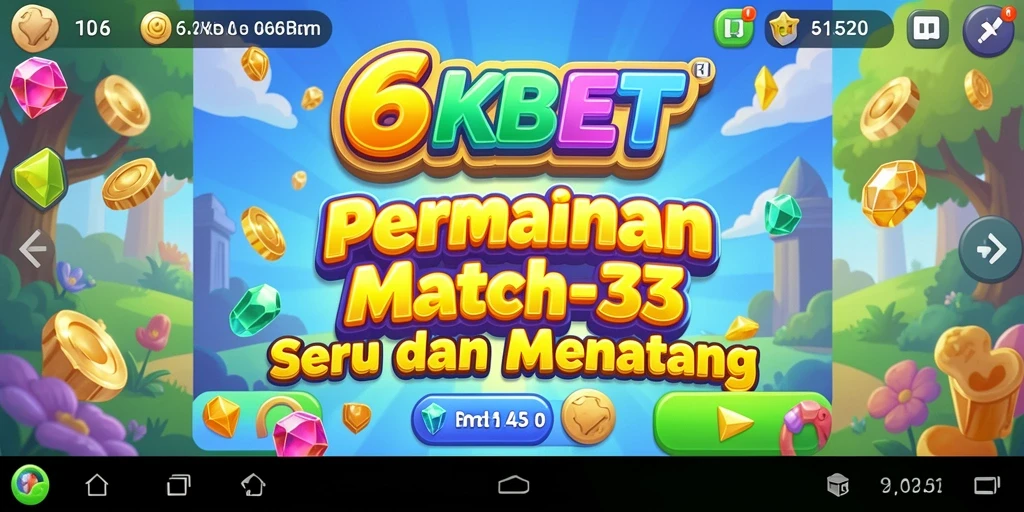 Screenshot gameplay 66KBET dengan aksi Match-3 yang seru.