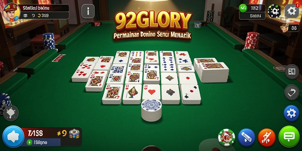 Tampilan gameplay seru dalam 92GLORY dengan dominonya.