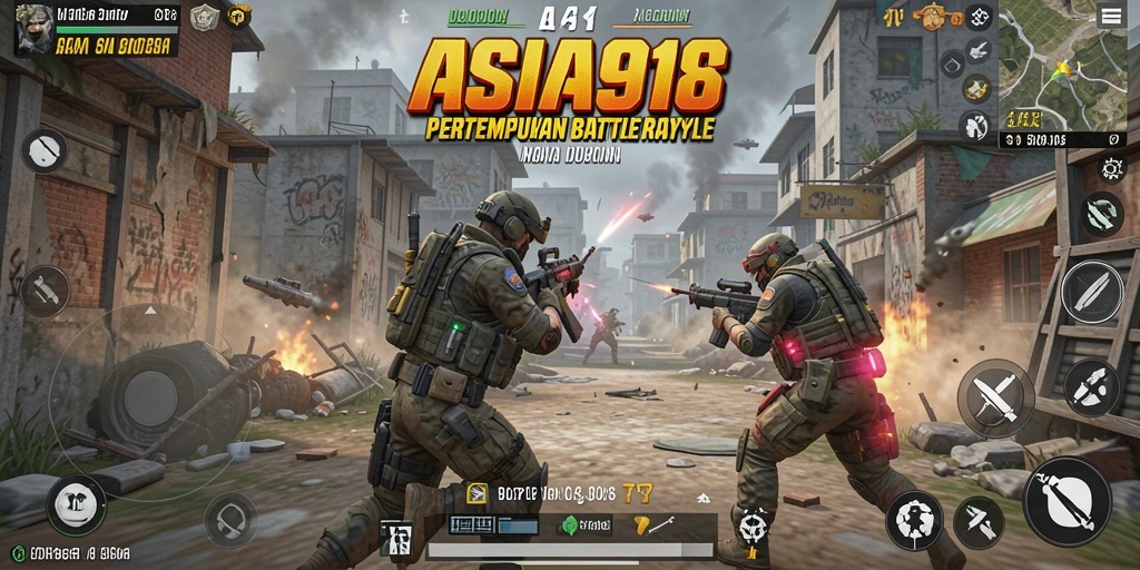 Tampilan gameplay ASIA918 dengan aksi Battle Royale yang intens.