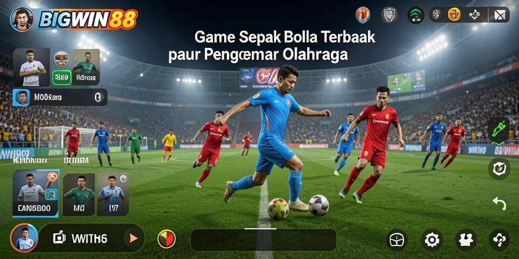 Tampilan seru gameplay BIGWIN88 menampilkan pertandingan sepak bola yang mendebarkan.