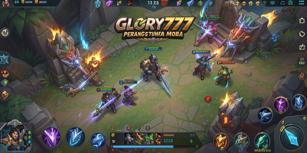 Tampilan seru saat bertarung di arena MOBA GLORY777.