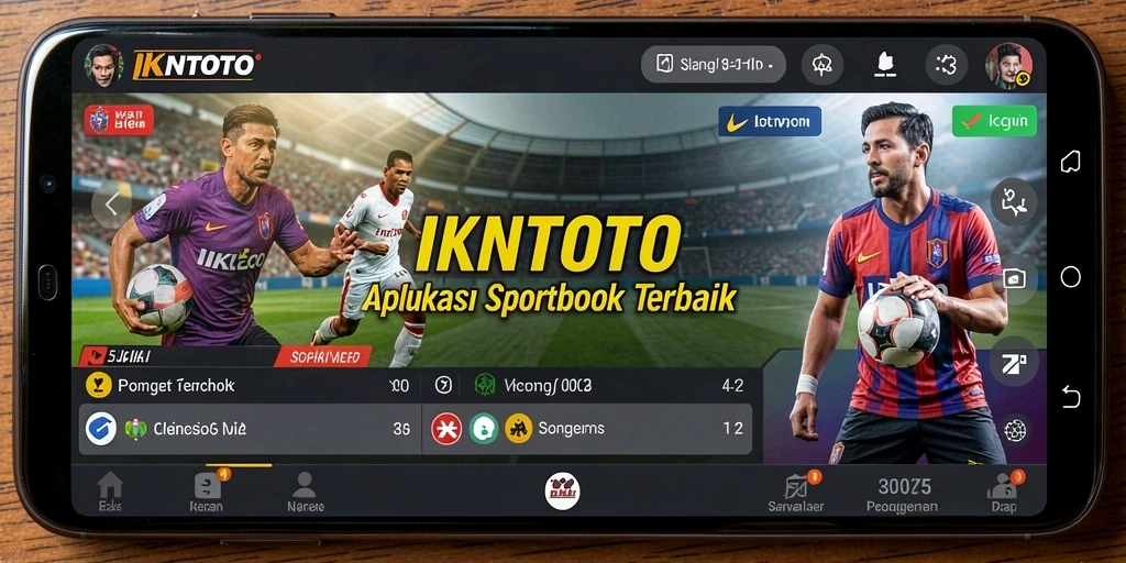 Tampilan utama aplikasi IKNTOTO dengan fitur Sportsbook.
