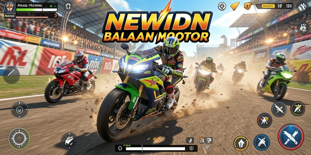 Tampilan gameplay balap motor seru di NEWIDN.