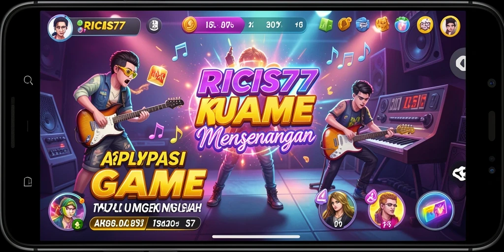 Tampilan gameplay RICIS77 menampilkan pemain yang menari mengikuti irama musik.