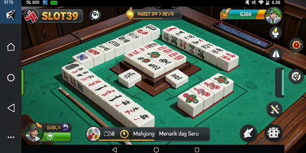 Gameplay SLOT39 dengan ubin Mahjong berwarna-warni dan menantang.